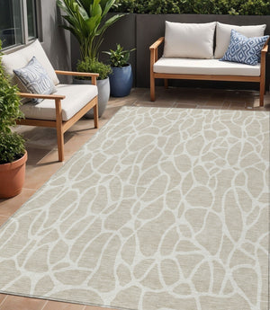 Homeroots 3' Aqua And Ivory Geometric Washable Area Rug - Perfect For Indoor And Outdoor Spaces, Durable Design 5' X 8' Polyester 599251