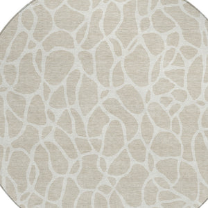 Homeroots 3' Aqua And Ivory Geometric Washable Area Rug - Perfect For Indoor And Outdoor Spaces, Durable Design 8' Round Polyester 599252
