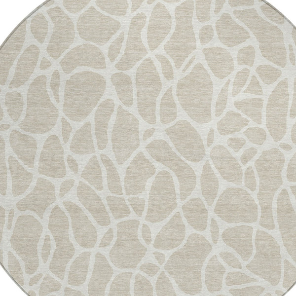 Homeroots 3' Aqua And Ivory Geometric Washable Area Rug - Perfect For Indoor And Outdoor Spaces, Durable Design 8' Round Polyester 599252