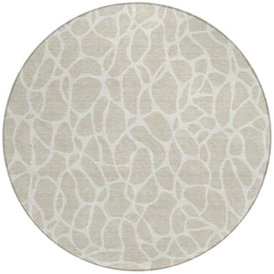 Homeroots 3' Aqua And Ivory Geometric Washable Area Rug - Perfect For Indoor And Outdoor Spaces, Durable Design 8' Round Polyester 599252