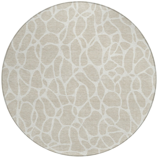 Homeroots 3' Aqua And Ivory Geometric Washable Area Rug - Perfect For Indoor And Outdoor Spaces, Durable Design 8' Round Polyester 599252