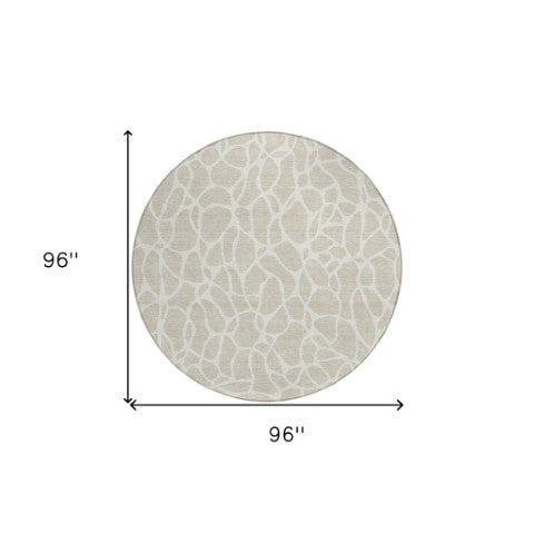 Homeroots 3' Aqua And Ivory Geometric Washable Area Rug - Perfect For Indoor And Outdoor Spaces, Durable Design 8' Round Polyester 599252