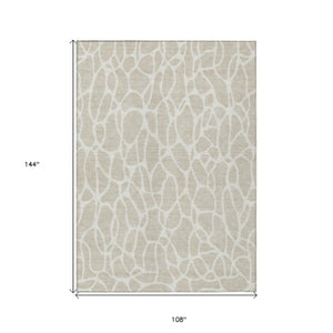 Homeroots 3' Aqua And Ivory Geometric Washable Area Rug - Perfect For Indoor And Outdoor Spaces, Durable Design 9' X 12' Polyester 599254