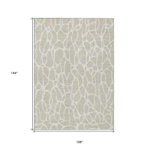 Homeroots 3' Aqua And Ivory Geometric Washable Area Rug - Perfect For Indoor And Outdoor Spaces, Durable Design 9' X 12' Polyester 599254