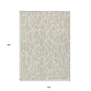 Homeroots 3' Aqua And Ivory Geometric Washable Area Rug - Perfect For Indoor And Outdoor Spaces, Durable Design 10' X 14' Polyester 599255