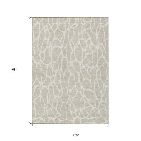 Homeroots 3' Aqua And Ivory Geometric Washable Area Rug - Perfect For Indoor And Outdoor Spaces, Durable Design 10' X 14' Polyester 599255