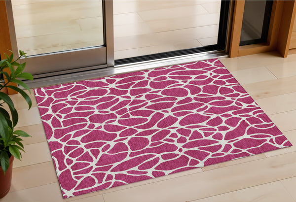 Homeroots 3' Aqua And Ivory Geometric Washable Area Rug - Perfect For Indoor And Outdoor Spaces, Durable Design 3' X 5' Polyester 599256