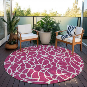 Homeroots 3' Aqua And Ivory Geometric Washable Area Rug - Perfect For Indoor And Outdoor Spaces, Durable Design 8' Round Polyester 599258