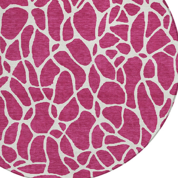 Homeroots 3' Aqua And Ivory Geometric Washable Area Rug - Perfect For Indoor And Outdoor Spaces, Durable Design 8' Round Polyester 599258