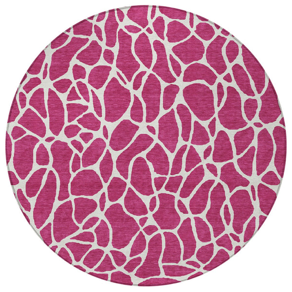 Homeroots 3' Aqua And Ivory Geometric Washable Area Rug - Perfect For Indoor And Outdoor Spaces, Durable Design 8' Round Polyester 599258