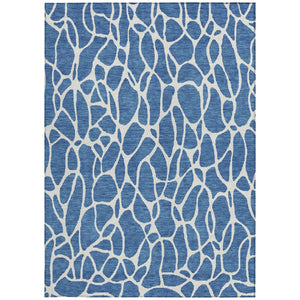 Homeroots 3' Aqua And Ivory Geometric Washable Area Rug - Perfect For Indoor And Outdoor Spaces, Durable Design 9' X 12' Polyester 599266