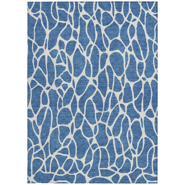 Homeroots 3' Aqua And Ivory Geometric Washable Area Rug - Perfect For Indoor And Outdoor Spaces, Durable Design 9' X 12' Polyester 599266