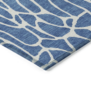 Homeroots 3' Aqua And Ivory Geometric Washable Area Rug - Perfect For Indoor And Outdoor Spaces, Durable Design 10' X 14' Polyester 599267