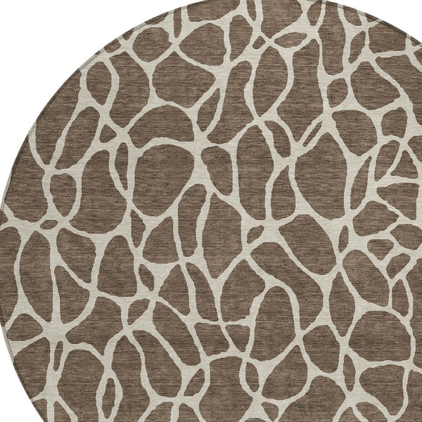 Homeroots 3' Aqua And Ivory Geometric Washable Area Rug - Perfect For Indoor And Outdoor Spaces, Durable Design 8' Round Polyester 599270