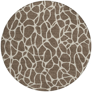 Homeroots 3' Aqua And Ivory Geometric Washable Area Rug - Perfect For Indoor And Outdoor Spaces, Durable Design 8' Round Polyester 599270
