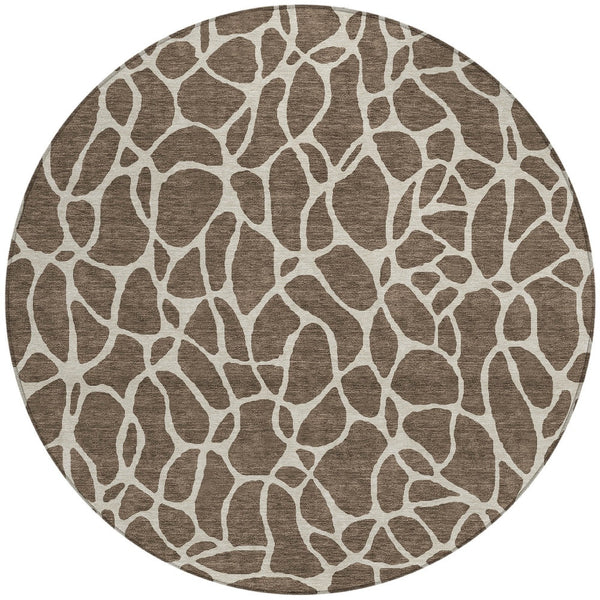 Homeroots 3' Aqua And Ivory Geometric Washable Area Rug - Perfect For Indoor And Outdoor Spaces, Durable Design 8' Round Polyester 599270