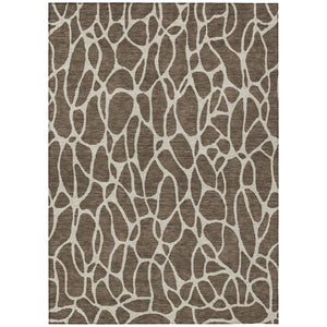 HomeRoots 5' Stylish Brown and Beige Geometric Washable Area Rug for Indoor and Outdoor Spaces, Durable Design 8' X 10' 599271