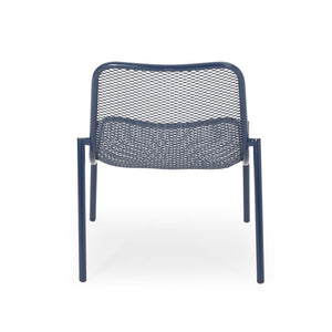 English Elm Kincaid Outdoor Iron Mesh Conversation Set Rust Resistant Patio Chairs with Side Table Navy Blue N775P392159N