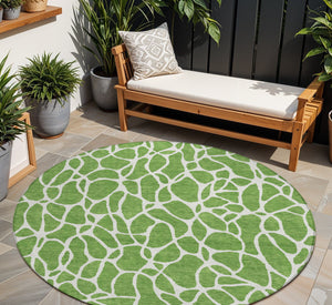 Homeroots 3' Aqua And Ivory Geometric Washable Area Rug - Perfect For Indoor And Outdoor Spaces, Durable Design 8' Round Polyester 599276