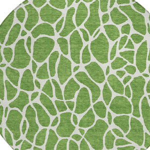 Homeroots 3' Aqua And Ivory Geometric Washable Area Rug - Perfect For Indoor And Outdoor Spaces, Durable Design 8' Round Polyester 599276