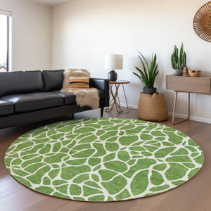 Homeroots 3' Aqua And Ivory Geometric Washable Area Rug - Perfect For Indoor And Outdoor Spaces, Durable Design 8' Round Polyester 599276