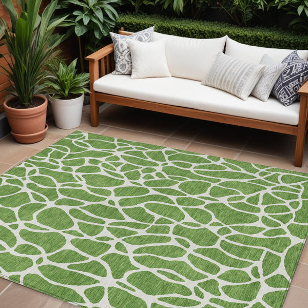 Homeroots 3' Aqua And Ivory Geometric Washable Area Rug - Perfect For Indoor And Outdoor Spaces, Durable Design 9' X 12' Polyester 599278