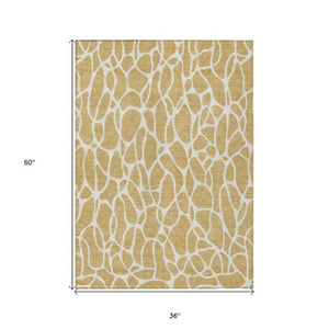 Homeroots 3' Aqua And Ivory Geometric Washable Area Rug - Perfect For Indoor And Outdoor Spaces, Durable Design 3' X 5' Polyester 599280