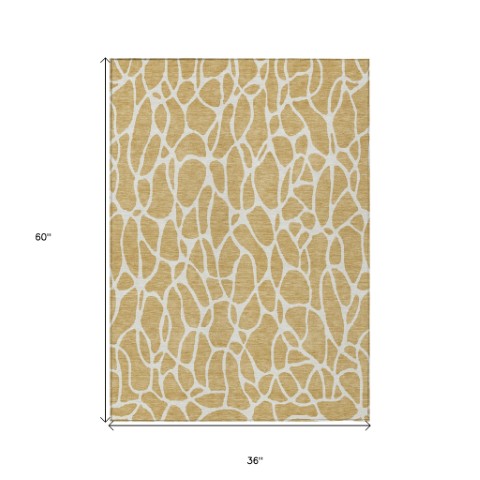 Homeroots 3' Aqua And Ivory Geometric Washable Area Rug - Perfect For Indoor And Outdoor Spaces, Durable Design 3' X 5' Polyester 599280