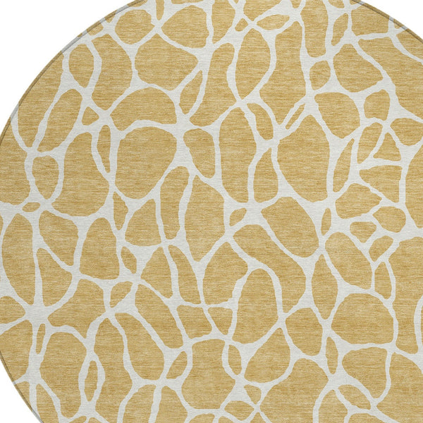 Homeroots 3' Aqua And Ivory Geometric Washable Area Rug - Perfect For Indoor And Outdoor Spaces, Durable Design 8' Round Polyester 599282