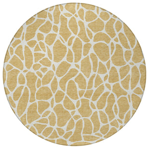 Homeroots 3' Aqua And Ivory Geometric Washable Area Rug - Perfect For Indoor And Outdoor Spaces, Durable Design 8' Round Polyester 599282