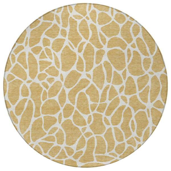 Homeroots 3' Aqua And Ivory Geometric Washable Area Rug - Perfect For Indoor And Outdoor Spaces, Durable Design 8' Round Polyester 599282