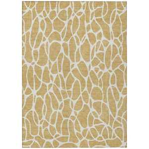 HomeRoots 5' Gold and Ivory Geometric Area Rug - Stylish, Washable Design for Indoor and Outdoor Spaces 8' X 10' 599283