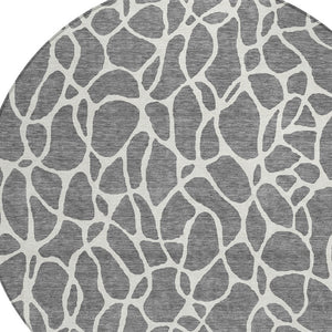 Homeroots 3' Aqua And Ivory Geometric Washable Area Rug - Perfect For Indoor And Outdoor Spaces, Durable Design 8' Round Polyester 599288