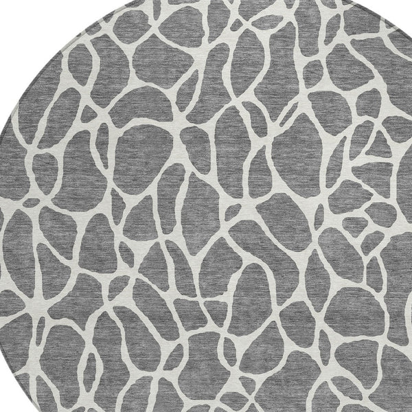 Homeroots 3' Aqua And Ivory Geometric Washable Area Rug - Perfect For Indoor And Outdoor Spaces, Durable Design 8' Round Polyester 599288