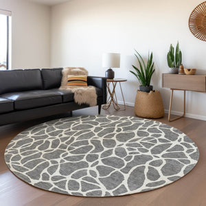 Homeroots 3' Aqua And Ivory Geometric Washable Area Rug - Perfect For Indoor And Outdoor Spaces, Durable Design 8' Round Polyester 599288