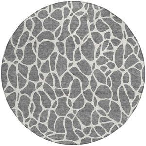 Homeroots 3' Aqua And Ivory Geometric Washable Area Rug - Perfect For Indoor And Outdoor Spaces, Durable Design 8' Round Polyester 599288