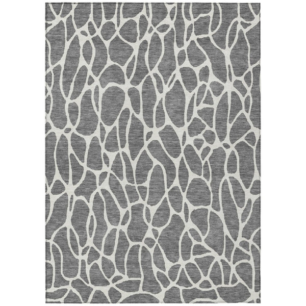 HomeRoots 5' Stylish Gray and Ivory Geometric Area Rug for Indoor Outdoor Spaces - Machine Washable & Durable 8' X 10' 599289