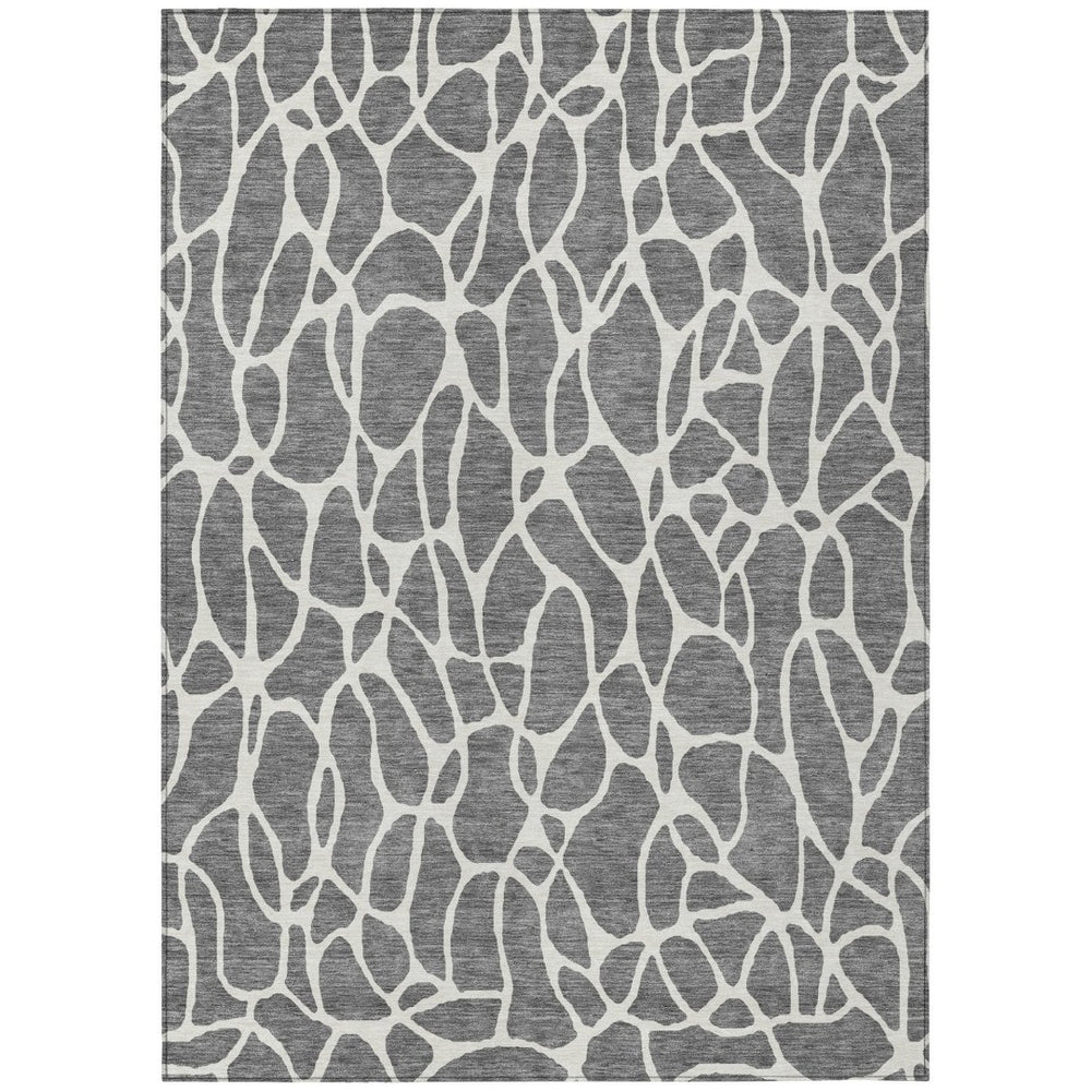 HomeRoots 9' X 12' Gray and Ivory Geometric Area Rug – Stylish, Washable Indoor/Outdoor Design for Any Space 599290