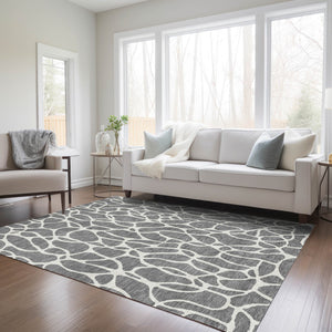 Homeroots 3' Aqua And Ivory Geometric Washable Area Rug - Perfect For Indoor And Outdoor Spaces, Durable Design 9' X 12' Polyester 599290