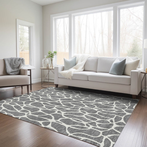 Homeroots 3' Aqua And Ivory Geometric Washable Area Rug - Perfect For Indoor And Outdoor Spaces, Durable Design 9' X 12' Polyester 599290