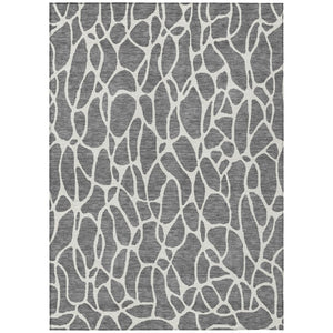 HomeRoots 5' Stylish Gray and Ivory Geometric Area Rug for Indoor Outdoor Spaces - Machine Washable & Durable 10' X 14' 599291