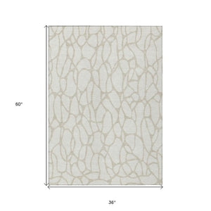 Homeroots 3' Aqua And Ivory Geometric Washable Area Rug - Perfect For Indoor And Outdoor Spaces, Durable Design 3' X 5' Polyester 599292