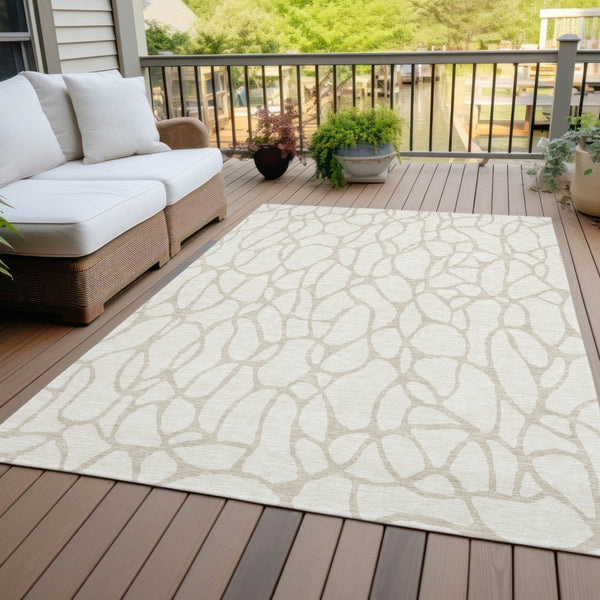 Homeroots 3' Aqua And Ivory Geometric Washable Area Rug - Perfect For Indoor And Outdoor Spaces, Durable Design 3' X 5' Polyester 599292