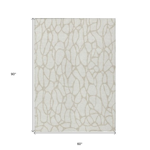 Homeroots 3' Aqua And Ivory Geometric Washable Area Rug - Perfect For Indoor And Outdoor Spaces, Durable Design 5' X 8' Polyester 599293