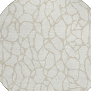 Homeroots 3' Aqua And Ivory Geometric Washable Area Rug - Perfect For Indoor And Outdoor Spaces, Durable Design 8' Round Polyester 599294