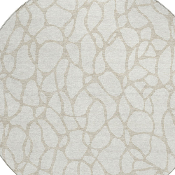 Homeroots 3' Aqua And Ivory Geometric Washable Area Rug - Perfect For Indoor And Outdoor Spaces, Durable Design 8' Round Polyester 599294