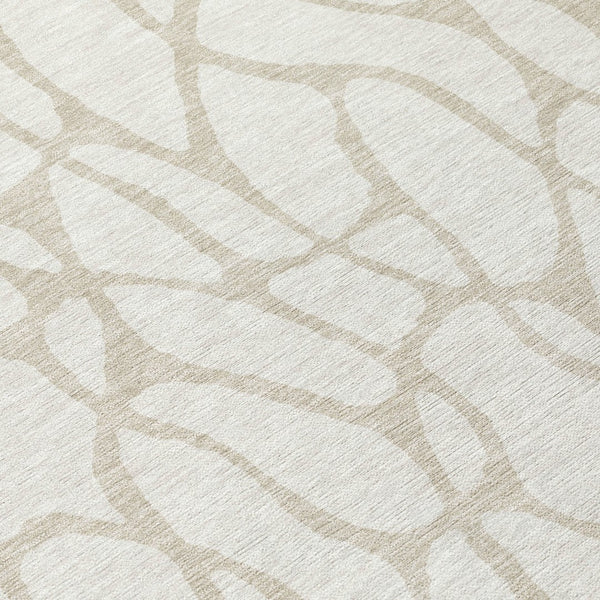 Homeroots 3' Aqua And Ivory Geometric Washable Area Rug - Perfect For Indoor And Outdoor Spaces, Durable Design 8' Round Polyester 599294