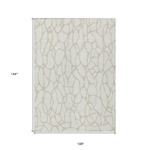 Homeroots 3' Aqua And Ivory Geometric Washable Area Rug - Perfect For Indoor And Outdoor Spaces, Durable Design 9' X 12' Polyester 599296