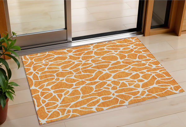 Homeroots 3' Aqua And Ivory Geometric Washable Area Rug - Perfect For Indoor And Outdoor Spaces, Durable Design 3' X 5' Polyester 599298