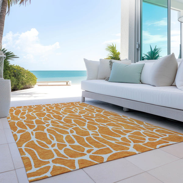 Homeroots 3' Aqua And Ivory Geometric Washable Area Rug - Perfect For Indoor And Outdoor Spaces, Durable Design 5' X 8' Polyester 599299